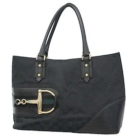 Borsa Tote Gucci GG Canvas Horsebit Nero
