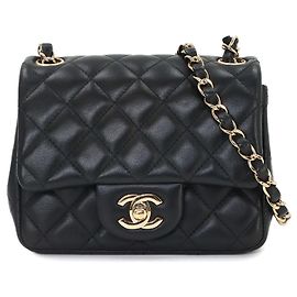 Sac à main épaule à chaîne Chanel Mini Matelassé Noir