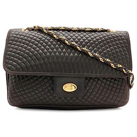 BALLY Quilted Leather Shoulder Bag Black
