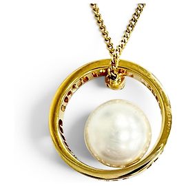 Colar Miu Miu 5JC756 com Logótipo Banhado a Ouro e Corrente de Pérolas Sintéticas Dourado