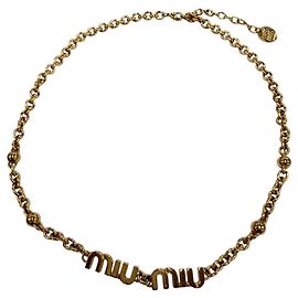 Colar Choker de corrente com logótipo Miu Miu Dourado