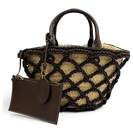 Bolsa Tod's de ráfia com charm e bolsa Marrom
