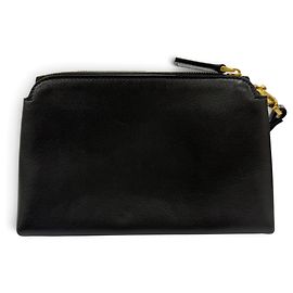 Necessaire in pelle con zip Valentino V-logo Nero