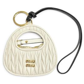 Pingente de bolsa Wonder em couro Miu Miu Preto Cru