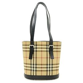 Sac cabas seau Burberry Nova Check Noir Beige Bordeaux