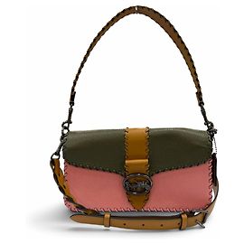 COACH C4106 Georgie 2-Way Leather Saddle Bag Marron Rose Kaki