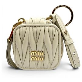 Pingente de bolsa em couro Miu Miu Bege