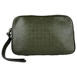 Loewe Anagram Leather Men's Second Bag Khaki