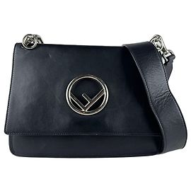 Fendi Black Leather Shoulder Handbag Black