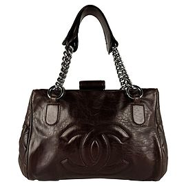 Chanel Brown Leather Handbag Brown