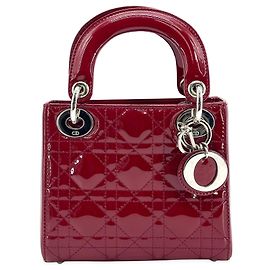 Christian Dior Lady Dior Cannage Stitch Patent Mini Rouge