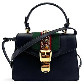 Gucci Sylvie Top Handle Leather Mini Nero