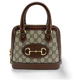 Gucci Horsebit 1955 Top Handle GG Coated Canvas with Leather Medium Marrone
