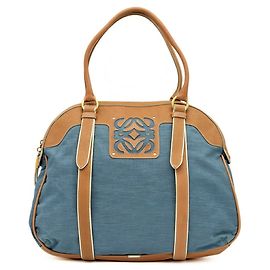 Bolsa Boston Loewe Anagram em Bege e Azul Azul Bege