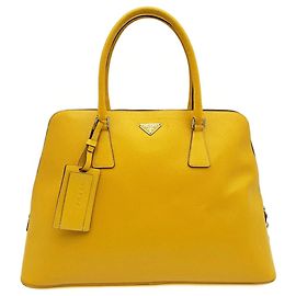 Saco Tote Prada em couro amarelo Amarelo