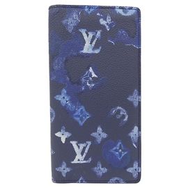 Louis Vuitton Watercolor Monogram Portefeuille Brazza Wallet Navy blue