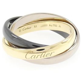Cartier Trinity Ring White Gold Yellow Gold and Ceramic Golden