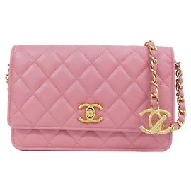 Cadena de cartera Chanel AP3479 en piel de becerro granulada rosa Rosa