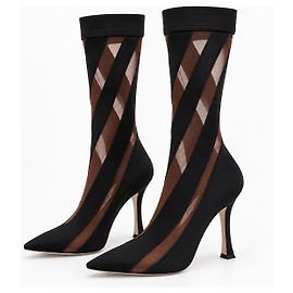 Jimmy Choo x Mugler Bottines Spiral en maille transparente Marron Noir
