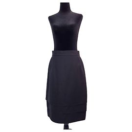 Gonna Gianni Versace anni 80 a pieghe sovrapposte - Nera Nero