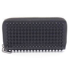 Cartera larga redondeada Christian Louboutin PANETTONE Spike Stud Negro