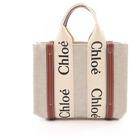 Bolsa de mão Chloé Chloe Woody Small Marrom Bege
