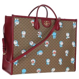 Sac à main GUCCI x Doraemon Micro GG PVC 2way Marron Ton Or 653952 Auth 167569SM Marron Autre