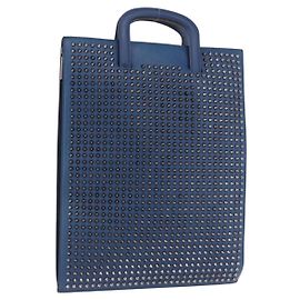 Bolsa Christian Louboutin em couro azul e prata Auth ka6102 Prata Azul