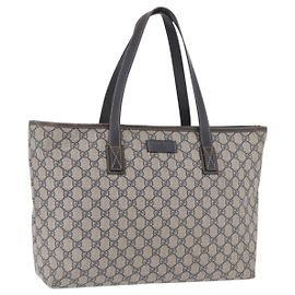 Borsa Tote GUCCI GG Supreme PVC Navy Silver 211137 Auth 201133 Argento Blu navy