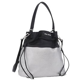 Sac à épaule Miu Miu en cuir argenté R1129C Auth am12389A Argenté