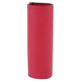 Hermès Funda para lápiz labial HERMES de cuero rosa Auth 198806M Rosa