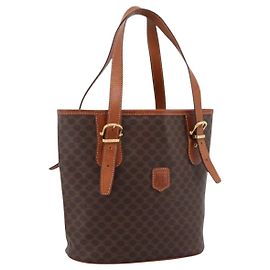 Céline Sac cabas CELINE Macadam Canvas PVC Cuir Marron Or Auth 203435A Marron Doré