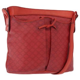 Céline CELINE Macadam Canvas Schultertasche Rot Gold Auth 161503 Rot Golden