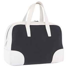 Bolsa de mão LOEWE Anagram PVC Leather Black White Auth ka6073 Preto Branco