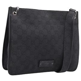 Sac à épaule GUCCI GG Canvas Noir 91762 Auth mr2911 Noir