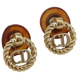Boucles d'oreilles Christian Dior Metal Gold Tone Auth BA15415 Autre