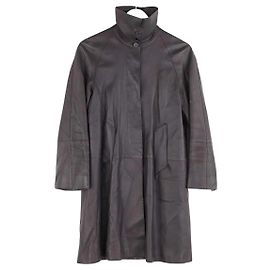 Manteau Hermès en cuir marron Marron
