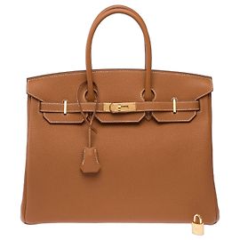 Hermès Sac HERMES Birkin 35 en Cuir Doré - 103895 Doré
