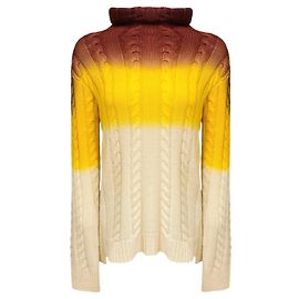 Autre Marque Sies Marjan Ivory / Yellow Multi Maren Printed Cable Turtleneck Sweater Multicolore