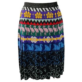 Falda de punto intarsia plisada multicolor Mary Katrantzou Multicolor