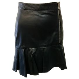 Saia mini Kaye em couro preto Veronica Beard Preto