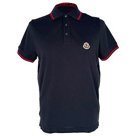 Polo Moncler con parche de logo en algodón azul marino Azul Azul marino