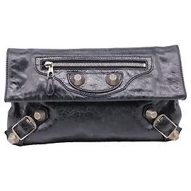 Sac pochette Balenciaga Giant 21 Envelope en cuir noir Noir