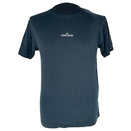 Camiseta de algodón negra con estampado del logotipo de Stone Island Negro