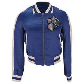 Giacca Bomber Maje Bacary ricamata in poliestere blu Blu