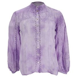 Blusa bordada Loveshackfancy Ronda em algodão roxo Roxo