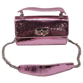 Miu Miu Small Cleo Sequined Shoulder Bag in Pink Leather Pink