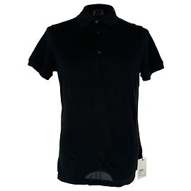 Fendi Polohemd aus schwarzer Baumwolle mit besticktem Logo Schwarz
