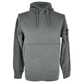 Stone Island Logo-Patch Hoodie aus dunkelgrauer Baumwolle Grau