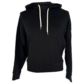 Sweat à capuche col rond Moncler avec logo imprimé en coton noir Noir